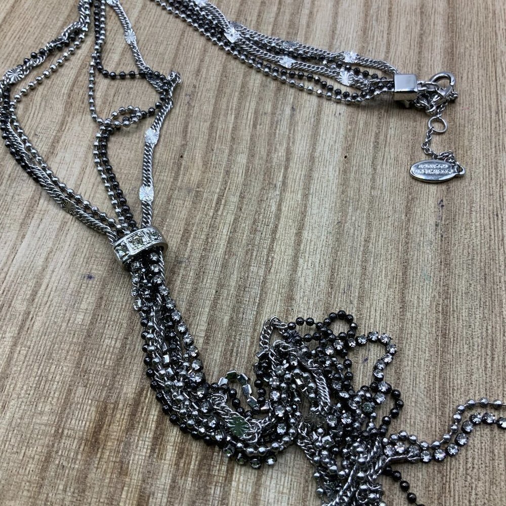 Ann Taylor Multi Strands Chain Rhinestone Y Necklace